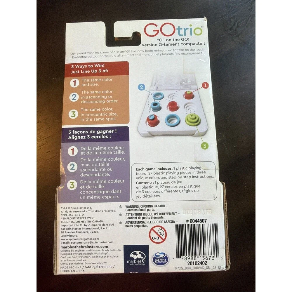GOtrio O On the Go! Travel Puzzle Game MARBLES BRAIN WORKSHOP NEW